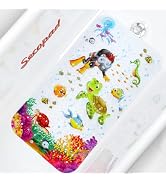 Baby Bath Mat for Tub for Kids, 27.5in x 15in Non Slip Cartoon Bath Tub Shower Mat Anti Slip with...