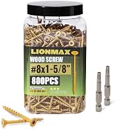 LIONMAX Deck Screws 1-5/8 Inch, Wood Screws #8 x 1-5/8", 200 PCS, Rust Resistant, Exterior Epoxy ...