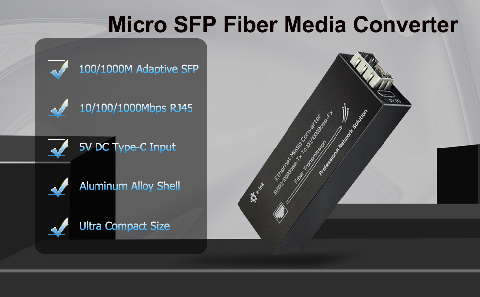 SFP fiber meida converter single mode 20km 1