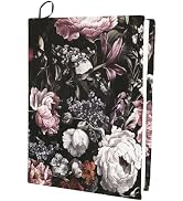 CRASPIRE Flower Book Cover Vintage Dark Floral Pattern Retro Elastic Book Sleeve Adjustable Reusa...