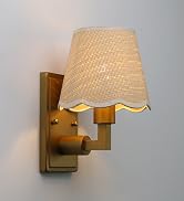 JIMUBEAM Boho Wall Sconce 1-Light Fixture Antique Finish with Rattan Shade, E26 Hardwired Indoor ...