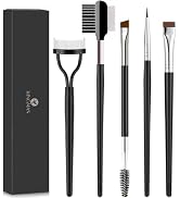 KINGMAS Eyebrow Brush & Eyelash Separator Eyeliner Brush and Brow Comb Lash Spoolie Brush, Steel ...