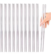 10 Pairs Silver Chopsticks,Metal Chopsticks Reusable,Stainless Steel,9 Inch((Silver Chop sticks)