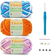 SIXLAMB 3 * 50g/1.76oz Yarn for Crocheting and Knitting, 3 * 60yds Beginner Yarn with Easy-to-See...