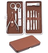 Manicure Set, FAMILIFE Manicure Kit - Nail Kit Mens Grooming Kit Pedicure Kit 9PCS Gifts for Men ...
