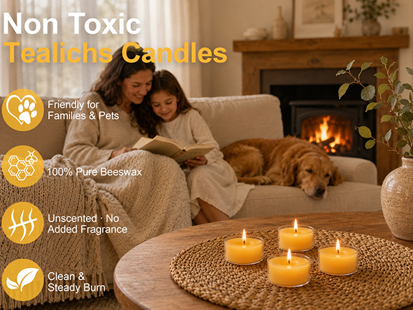 clean burning, unscented, small candles, votive, natural beeswax, pure beeswax, home