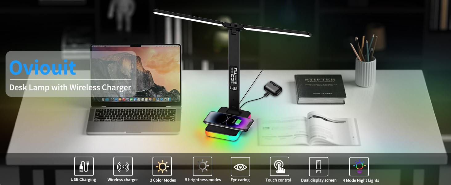 Desk Lamp with Wireless Charger