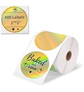 Memoking 2” Holographic Gold Thermal Labels, Circular Direct Thermal Labels, Laser Round Self-Adh...