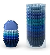 Mini 300-Count Cupcake Liners Cupcake Cups Food Grade 6 Solid Blue Colors Cupcake Papers Baking C...
