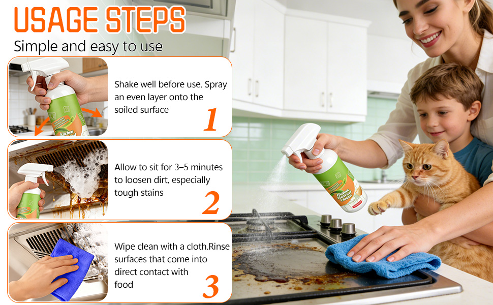 No-Rinse Ion Kitchen Cleaner, Efficient Stain Removal, No Residue