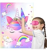 ASTARON Pin The Horn on The Game for Kids Birthday Party, Party Game with 30 pcs Horn Stickers Bi...