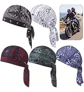 Pniwuno 5 PCS Cooling Skull Cap Helmet Liner, Breathable Sweat Wicking Head Wrap Bandana Hat for ...