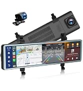 Mirror Dash Cam with Wireless Apple Carplay&Android Auto,11.26" Voice Control Rear View Mirror 10...