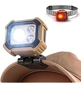 BORUIT Red Light Headlamp with Clip and Magnetic, 180° Adjustable, Hard Hat Head Lamp USB-C Recha...