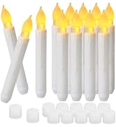 Yakpo 12 PCS LED Flameless Taper Candle Lights Battery Operated, Halloween Floating Candles with ...