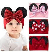 choicbaby 3 PCS 5 Inches Mouse Ears Sequin Bow Nylon Hairband with Polka Dot Cute Baby Headbands ...