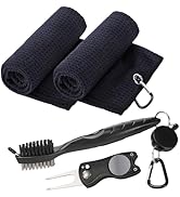 Aulock Golf Towel and Brush Set -16" x24" Microfiber Towels with Clip, Men Cleaning Kit with Golf...