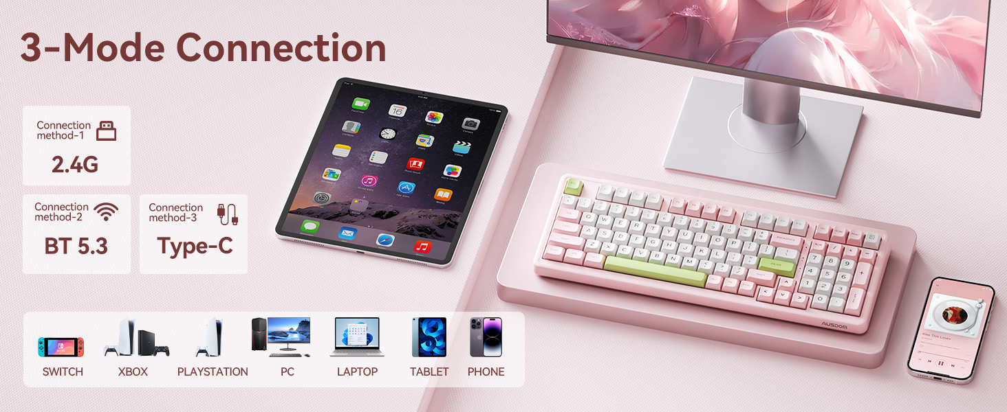 3-mode connection mechanical keyboard