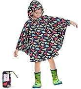 LAMA Kid's Rain Poncho with Hooded, Reusable Waterproof Girl Rain Jacket, Lightweight Boy Girl Cu...