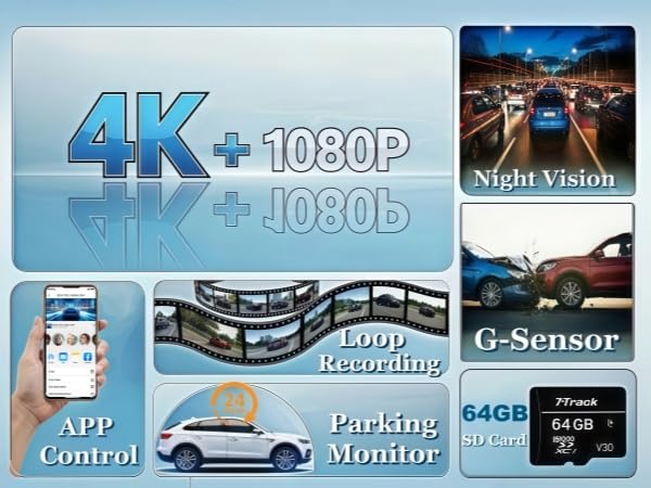 4K Dash Cam Front and Rear