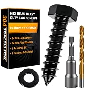 Xpokcai Hex Head Lag Bolts for Wood, 1/4" x 1-1/4", Lag Screws 24 Count | Hex Head Lag Screws for...