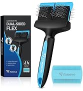 iToleeve Dual Flex Slicker Brush Dog Brush, Gentle Grooming Tool for Sensitive Dogs & Cats - Idea...