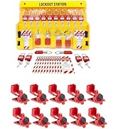 TRADESAFE Lockout Tagout Station and Circuit Breaker Lockout Device Bundle - 14 Red Lockout Locks...