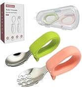 Toddler Utensils, Stainless Steel Baby Forks and Spoons Set with Silicone Handle, Kids Silverware...