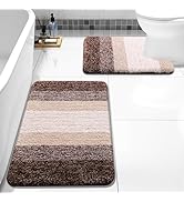 Arotive Bathroom Rugs Sets 2 Piece, Shaggy Soft and Absorbent Microfiber Bath Rugs and U-Shaped C...