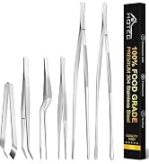Hotec 6pcs Stainless Steel Kitchen Tweezer Set (12'' & 6.3'') - Professional Cooking Tweezers for...
