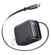 Retractable USB C Charger, 67W 2-Port Fast Charger with Retractable Cables and Foldable Plug and,...