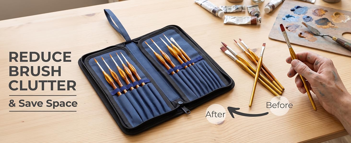 Canvas Paint Brush Holder Case for Artists