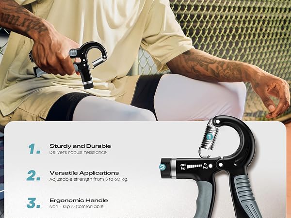 Grip Strength Trainer Adjustable Resistance Strength Trainer Hand Gripper & Forearm Strengthener