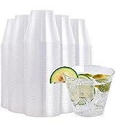FOCUSLINE 200 Pack 9 oz Clear Plastic Cups, Disposable Cups Reusable Plastic Cups Tumblers, Heavy...