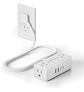 3Ft Extension Cord with Multiple Outlets, Flat Plug Surge Protector Power Strip Short Extension C...
