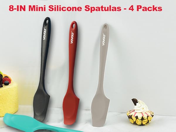8in mini silicone sptulas - 4 packs