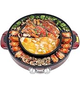 2 in 1 Electric Smokeless Grill, Hot Pot BBQ Grill Soup Shabu Pot, Household Electric Barbecue Pl...