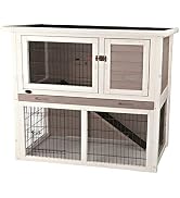 TRIXIE Pet Products Rabbit Hutch with Sloped Roof (M), Gray/White