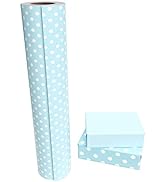 WRAPAHOLIC Reversible Wrapping Paper - 30 Inch X 100 Feet Jumbo Roll Baby Blue Polka Dots Design,...