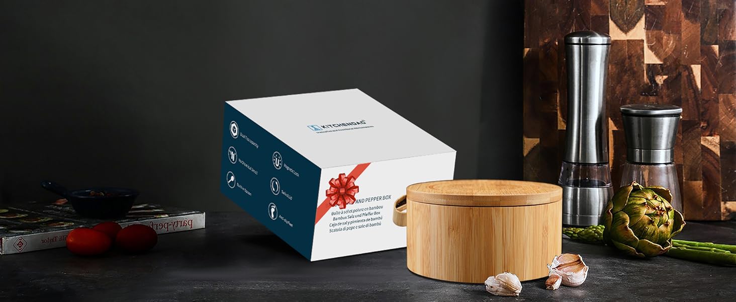 Bamboo Salt and Pepper Bowl Box