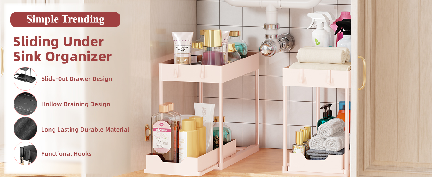 Simple Trending Under Sink Organizer 2 Pack