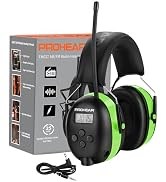 PROHEAR 027 AM FM Radio Headphones with Digital Display, 25dB NRR, Safety Ear Protection Earmuffs...