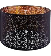Wellmet Blackgold Drum Lampshades, Easy Assembly Required Replacement Lamp Shades, Fabric Lampsha...