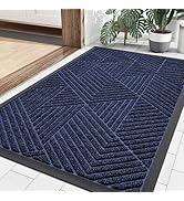 smiry Front Door Mat Outside Entrance, Heavy Duty Natural Rubber Mat, Sturdy Trap Dirt and Moistu...