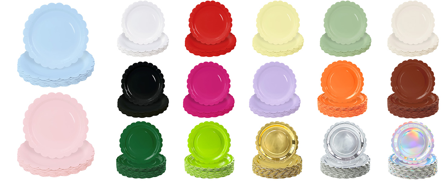scalloped paper plates disposable dinner plates dessert wedding birthday scalloped plates for party
