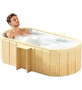 HLCZLUZ Portable Foldable Bathtub, Freestanding Bathtub No Installation, Bathroom SPA Soaking Bat...