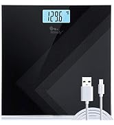 himaly Digital Body Weight Scale, USB Rechargeable Bathroom Scale with Step-On Technology, Back L...