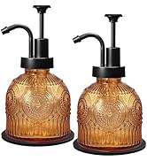 Amolliar 8 Oz Vintage Glass Bathroom Soap Dispensers with Pump, 2 Pack Refillable Kitchen Dish So...