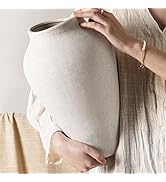 White Ceramic Vase - Large 13.6 Inch Tall Floor Vase for Centerpieces, Farmhouse Rustic Minimalis...