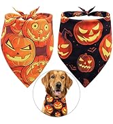 2 Pack Halloween Dog Bandanas - Reversible Halloween Pet Bandanas Pumpkin Orange Black, Cute Cat ...